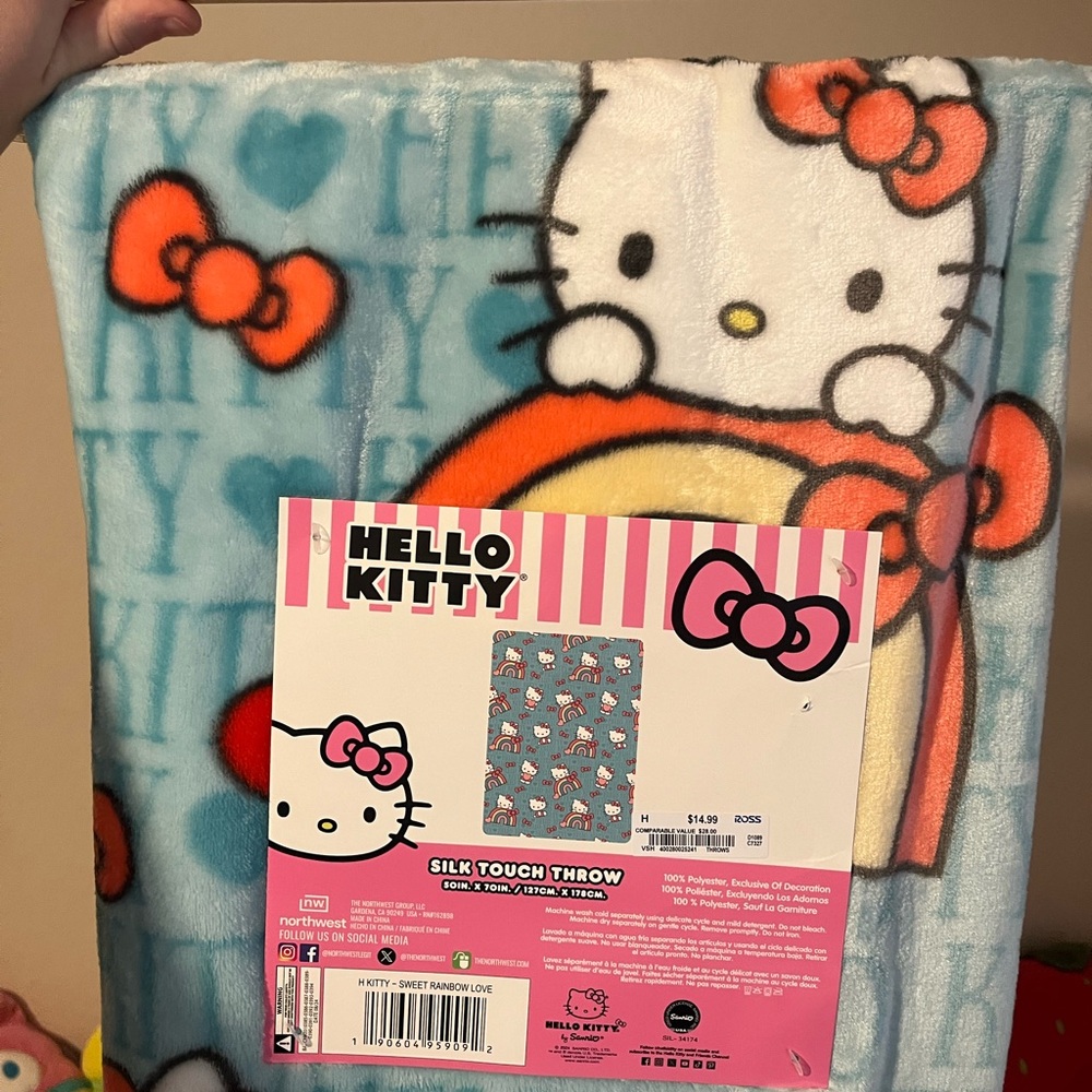 Hello Kitty Silk Touch Throw Blanket - Blue and Orange